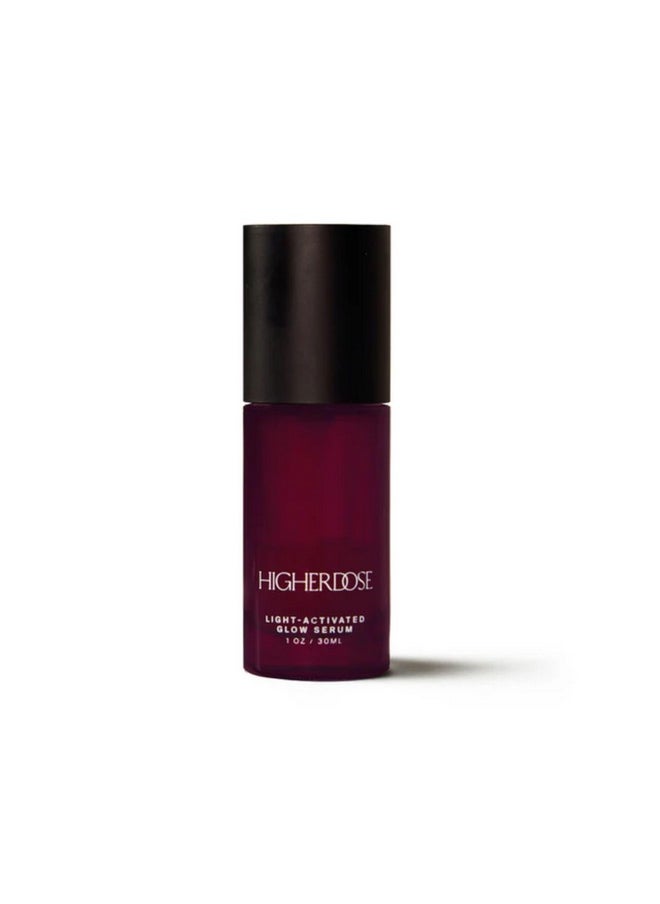 HigherDOSE Light-Activated GLOW SERUM - Anti Aging Face Serum to Plump, Hydrate & Smooth Fine Lines - Made with Vitamin C, Copper Peptides & Hyaluronic Acid - Boosts Benefits of Red Light (1 oz)