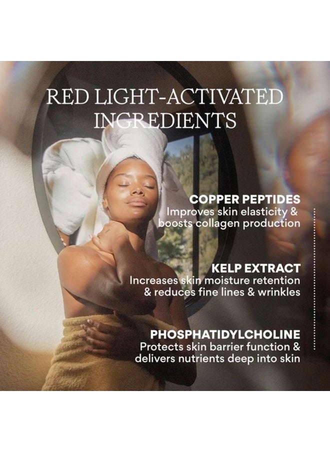 HigherDOSE Light-Activated GLOW SERUM - Anti Aging Face Serum to Plump, Hydrate & Smooth Fine Lines - Made with Vitamin C, Copper Peptides & Hyaluronic Acid - Boosts Benefits of Red Light (1 oz)