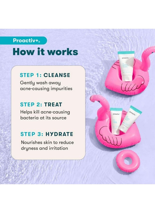 Proactiv+ 3 Step Advanced Skincare Acne Treatment - Salicylic Acid Face Wash, Benzoyl Peroxide Pore Minimizing Treatment, and Salicylic Acid Hydrating Moisturizer - 30 Day Complete Acne Skin Care Kit