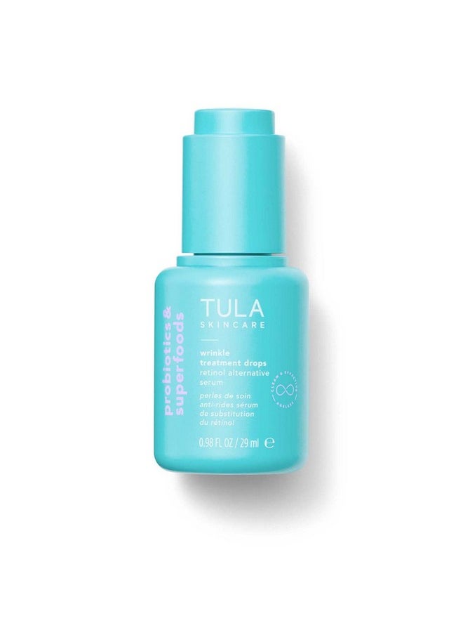 TULA Skin Care Wrinkle Treatment Drops - Retinol Alternative Serum, Anti-Aging, Minimizes Wrinkles, Contains Bakuchiol, Alfalfa Sprouts, and Stevia, 0.98 oz.