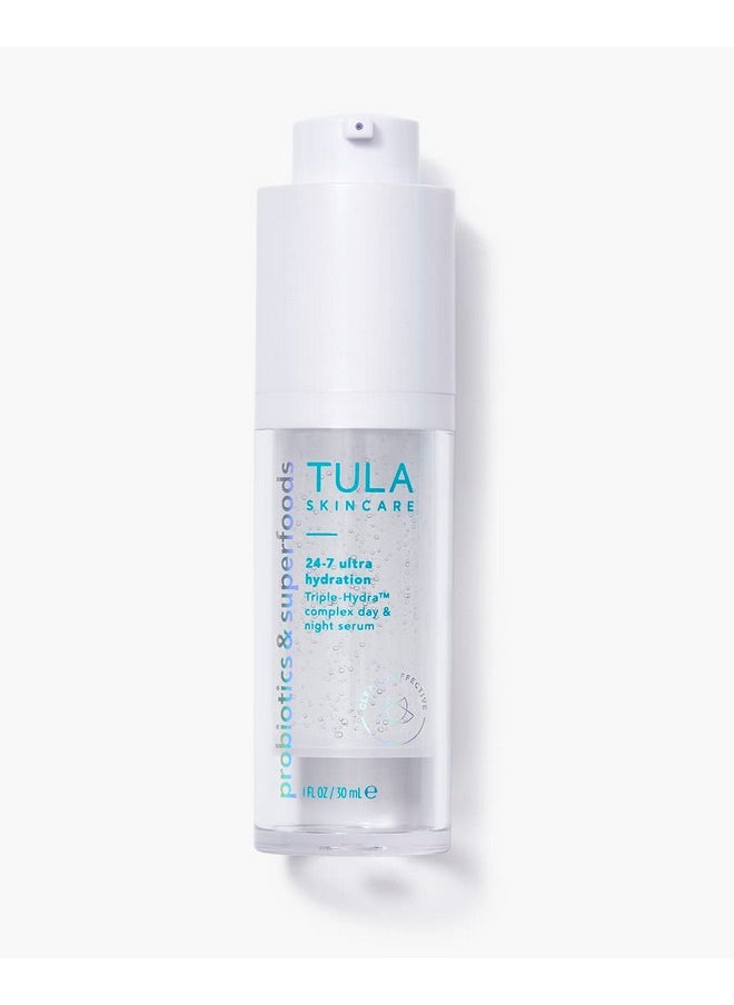 TULA Skin Care 24/7 Ultra Hydration - Triple Hydra Complex Day & Night Serum, Plumps Skin & Delivers Moisture While Reducing Fine Lines, 1 fl oz.
