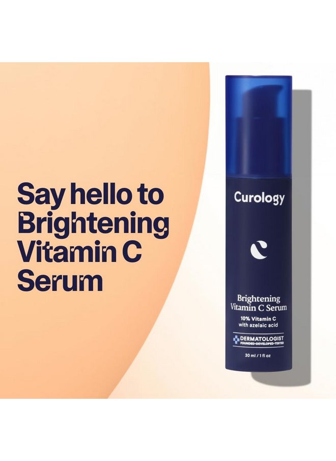 Curology Brightening Vitamin C Serum, 10% Vitamin C with Azelaic Acid, Visibly Evens Skin Tone, Smooths Texture, and Calms Redness, Milky Texture, 1 fl oz