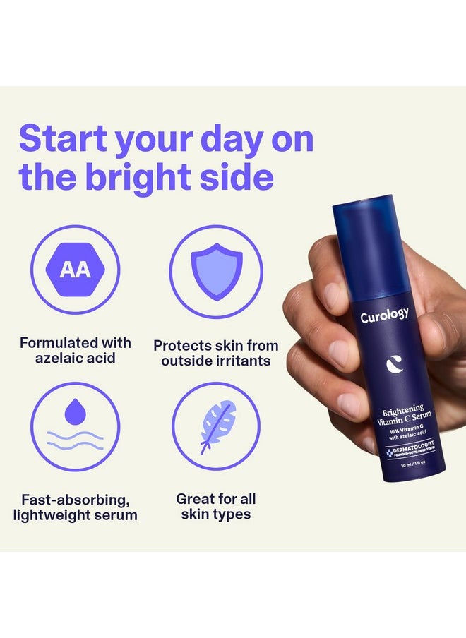 Curology Brightening Vitamin C Serum, 10% Vitamin C with Azelaic Acid, Visibly Evens Skin Tone, Smooths Texture, and Calms Redness, Milky Texture, 1 fl oz