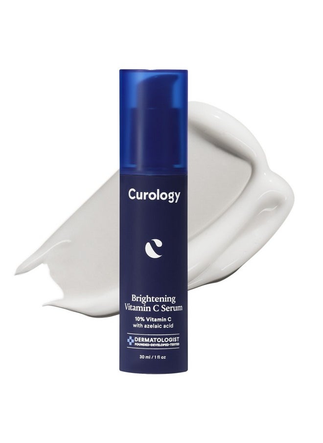 Curology Brightening Vitamin C Serum, 10% Vitamin C with Azelaic Acid, Visibly Evens Skin Tone, Smooths Texture, and Calms Redness, Milky Texture, 1 fl oz