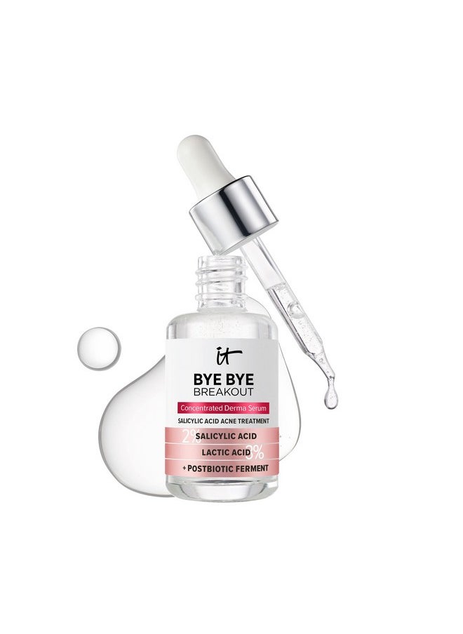 IT Cosmetics Bye Bye Breakout Acne Treatment Face Serum -With 2% Salicylic Acid & 3% Lactic Acid - Helps Reduce Pimples in 3 Days & Fades Look of Post-Acne Marks in 8 Weeks - 1 Fl. Oz