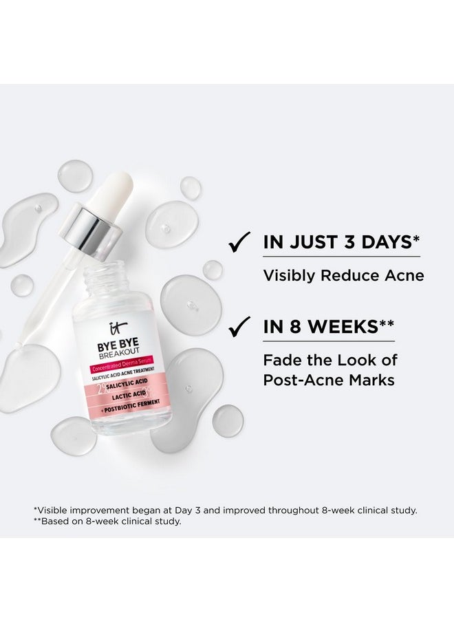 IT Cosmetics Bye Bye Breakout Acne Treatment Face Serum -With 2% Salicylic Acid & 3% Lactic Acid - Helps Reduce Pimples in 3 Days & Fades Look of Post-Acne Marks in 8 Weeks - 1 Fl. Oz