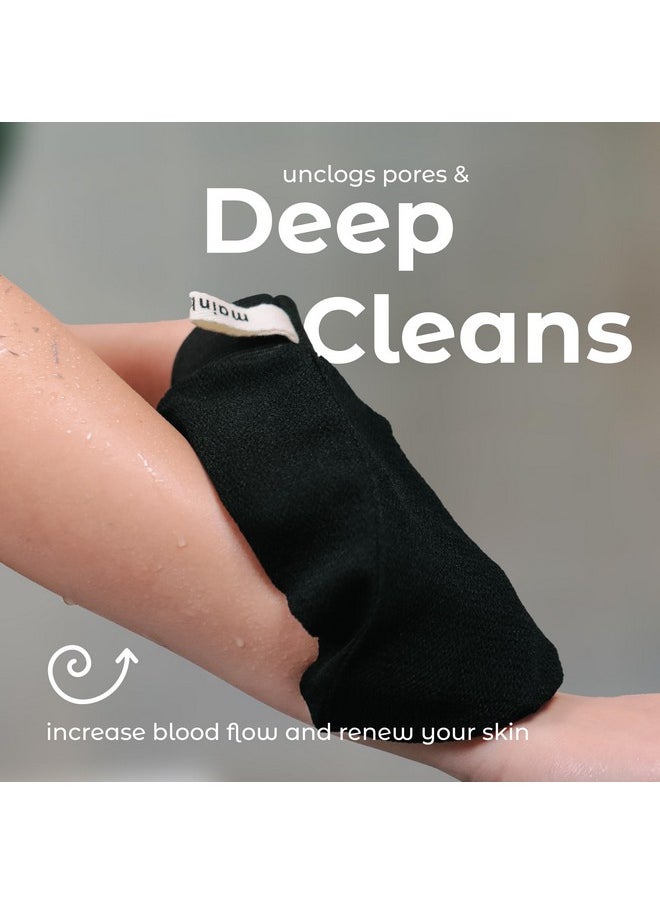 MainBasics Korean Exfoliating Mitts - Deep Exfoliating Gloves for Dead Skin, Spray Tan Prep, Keratosis Pilaris, and Body Scrub - 100% Viscose (1 Pair/2 Mitts)