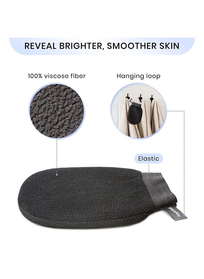 SimpleField Korean Exfoliating Mitt for Remove Dead Skin. 2 Pack 100% Viscose Kessa Deep Exfoliating Gloves for Body Scrub, Keratosis Pilaris and Self Tanning. Easily Smooth Skin Surface.