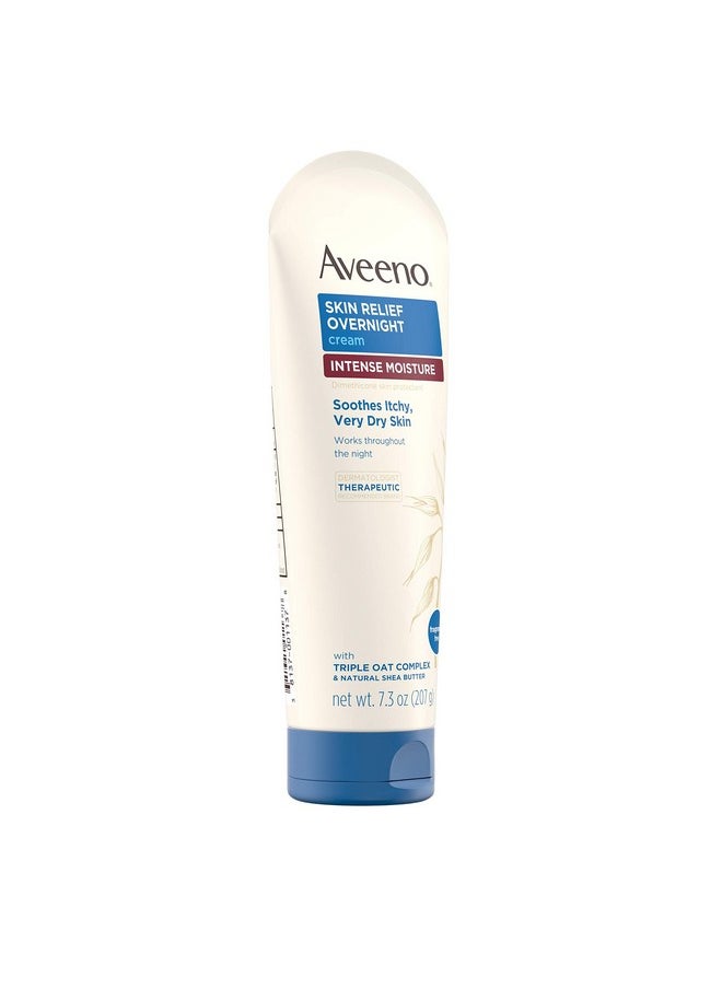 Aveeno Skin Relief Overnight Intense Moisture Cream with Triple Oat Complex & Natural Shea Butter, Therapeutic Dimethicone Skin Protectant for Dry Itchy Skin Relief, Fragrance- & Steroid-Free, 7.3 oz