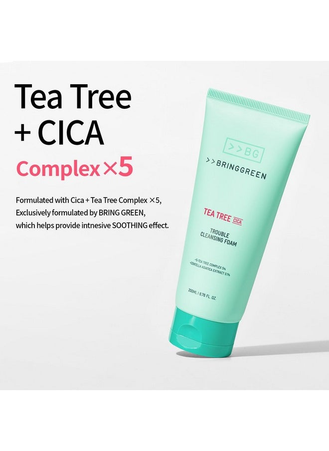 BRING GREEN Tea Tree Cica Trouble Cleansing Foam | Mild Cleanser for Exfoliation, Removes Blackheads, Whiteheads, Facial Residue, for Trouble, Irritated, Sensitive Skin (10.1 Fl. Oz., 300ml)
