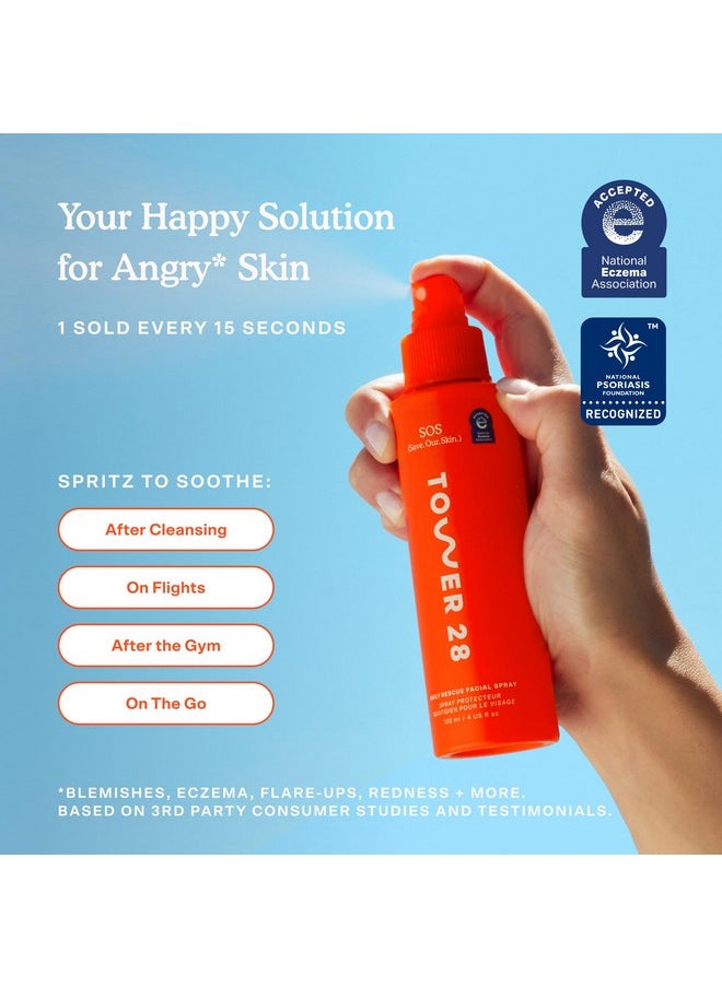 Tower 28 SOS Daily Rescue Facial Spray for Sensitive Skin, Hypochlorous Acid Spray Helps Reduce Redness and Breakouts, Travel Size Toner for Face, 1 FL Oz