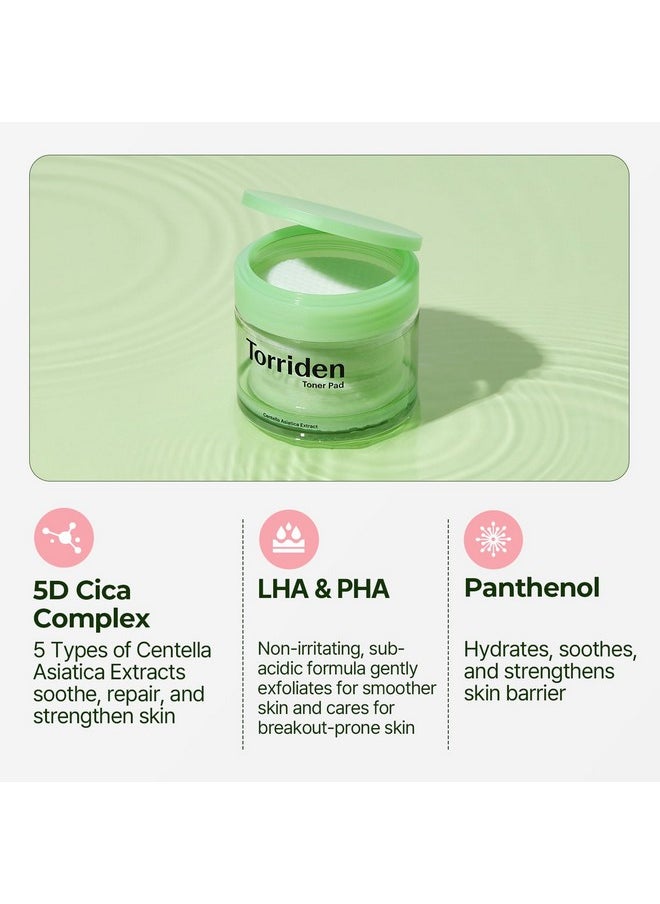 Torriden BALANCEFUL Toner Pads (60 Pads) | Daily Exfoliating Pads with PHA & LHA for Oily, Combo, and Sensitive Skin | 5D CICA, Panthenol
