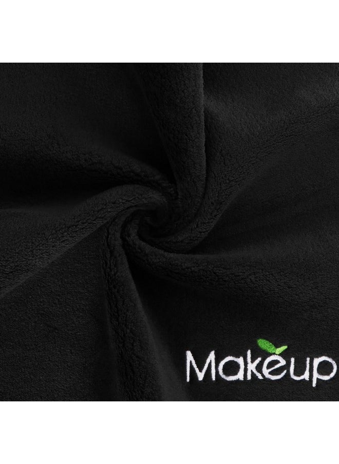 Orighty 6 Pack Premium Makeup Remover Wash Cloths - Super Soft, Quick Dry Microfiber Coral Fleece Face Makeup Towels for Cleansing, 13 x 13 Inch, Black