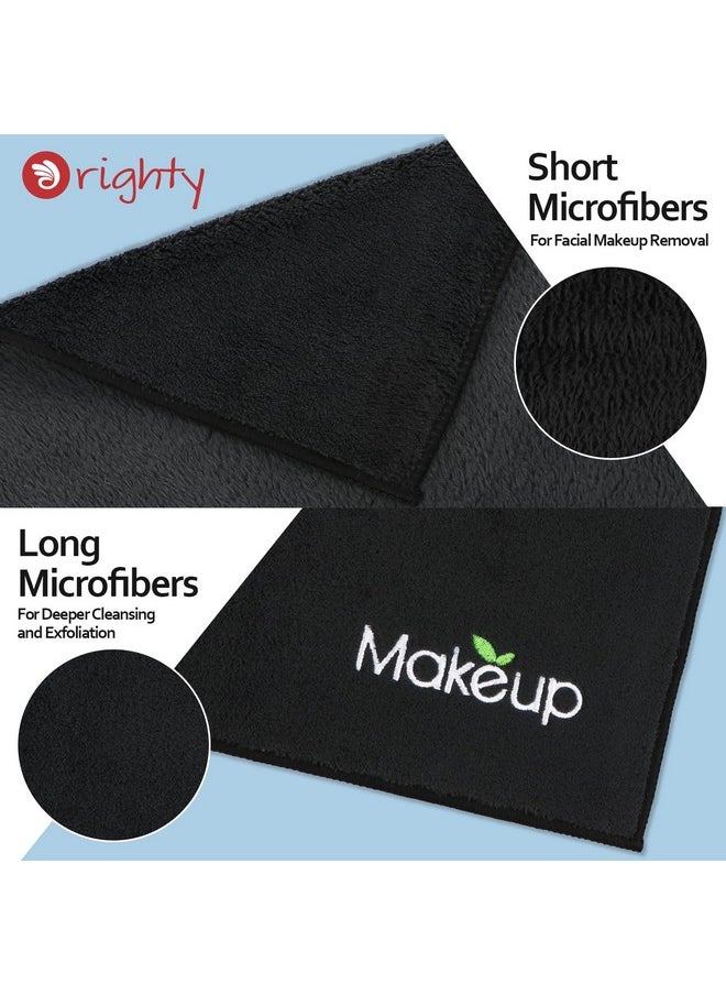 Orighty 6 Pack Premium Makeup Remover Wash Cloths - Super Soft, Quick Dry Microfiber Coral Fleece Face Makeup Towels for Cleansing, 13 x 13 Inch, Black
