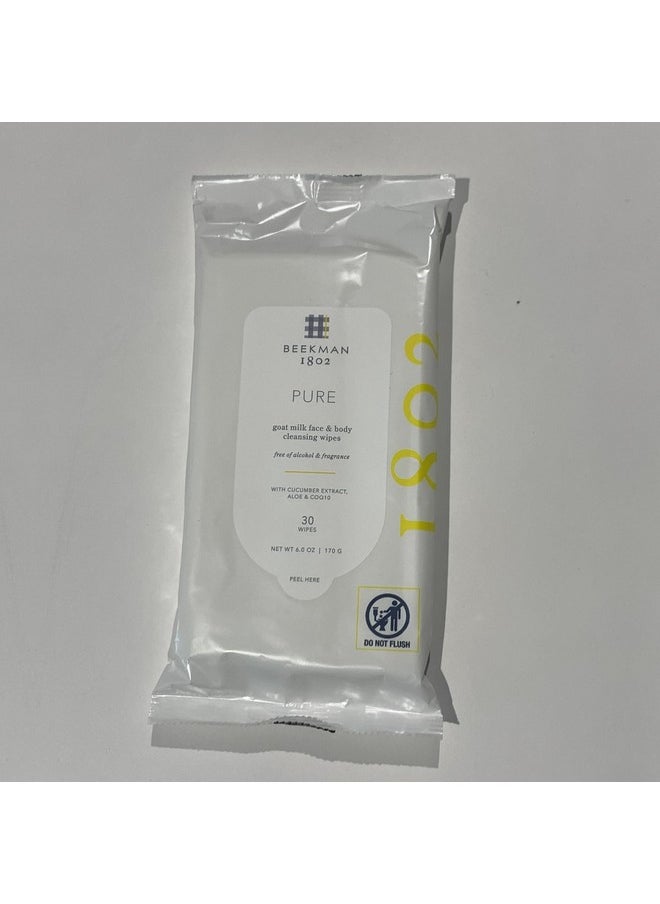 Beekman 1802 Face & Body Wipes - Fragrance Free, 30 Count, Cleanses Dirt & Makeup, With Goat Milk, Aloe & Vitamin E
