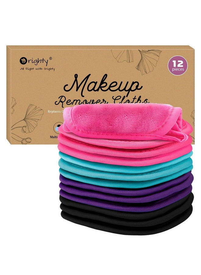 Orighty Makeup Remover Cloths 12 Pack, Makeup Removal Face Cleansing Cloth, Reusable Make Up Remover Pads Remove Instantly Dirt with Just Water, 5 x 5 in