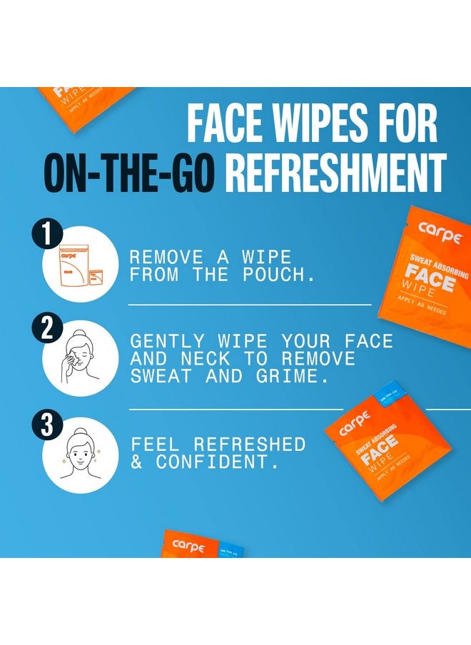 Carpe Sweat Absorbing Face Wipes (15 Facial Wipes). Witch Hazel & Tea Tree Oil Wipes Infused with Eucalyptus. Energizing, Refreshing, and Soothing. Sweat and Oil Control