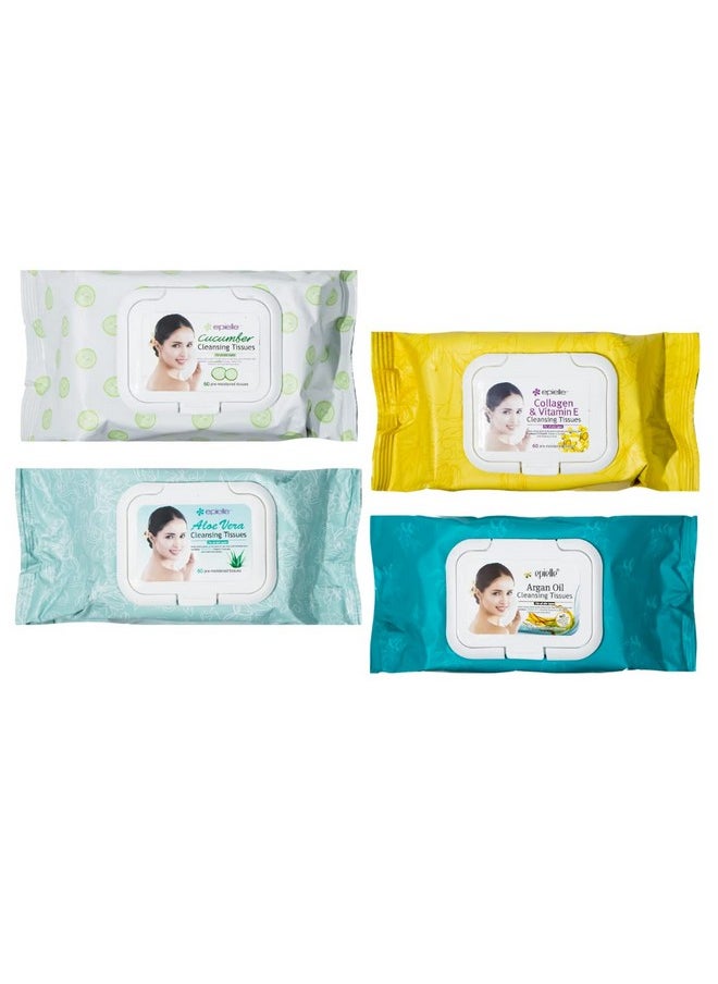 Epielle OG Makeup Remover Cleansing Wipes | Gentle for All Skin Types | Daily Facial Towelettes | Ideal Beauty Gift, Spa Day Set | 4-Pack | Korean Skincare