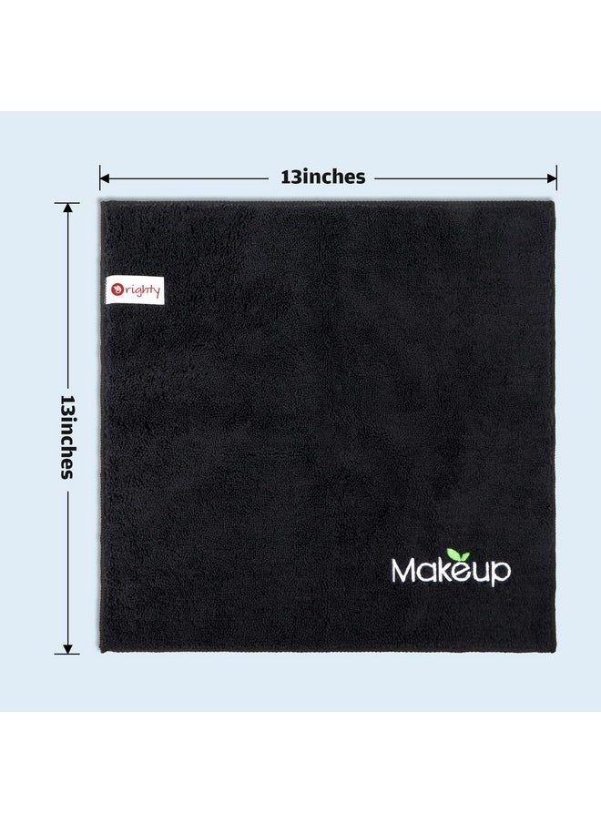 Orighty Microfiber Makeup Remover Cloths - Super Soft, Quick Dry Face Towels for Cleansing, 13 x 13 Inch, Pack of 6, Black