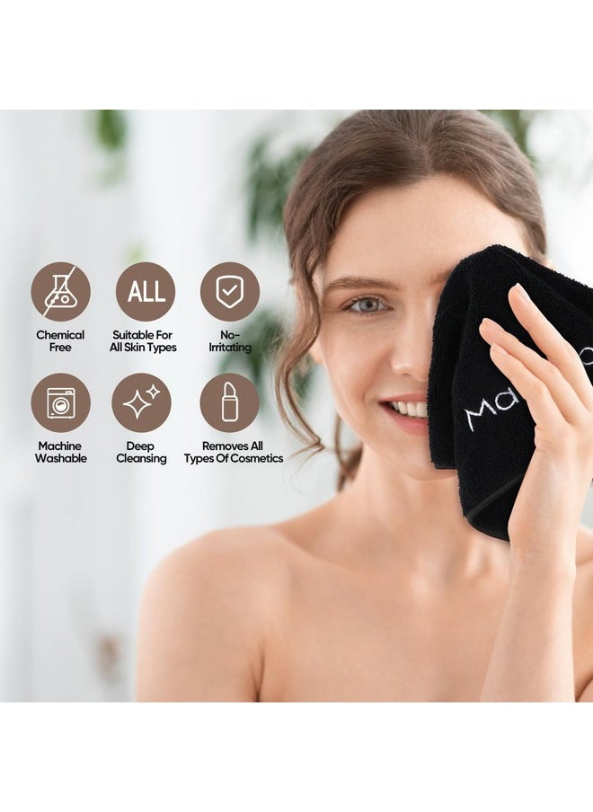 HOMEXCEL Makeup Remover Wash Cloth 6 Pack, Soft Quick Dry Facial Cleansing Makeup Towels, Fingertip Face Towel Washcloths for Hand and Make up, 13 x 13 Inch, Black