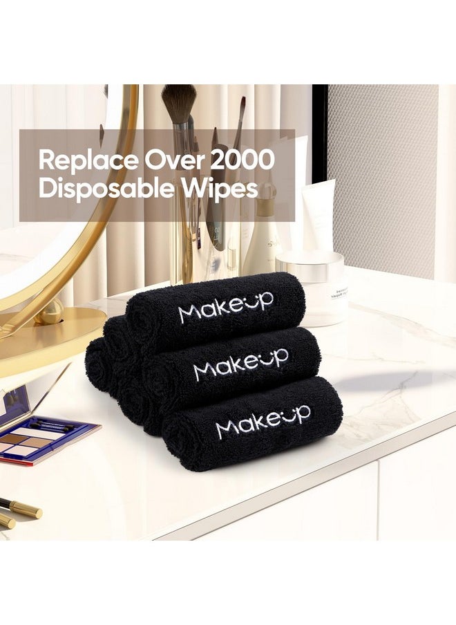 HOMEXCEL Makeup Remover Wash Cloth 6 Pack, Soft Quick Dry Facial Cleansing Makeup Towels, Fingertip Face Towel Washcloths for Hand and Make up, 13 x 13 Inch, Black