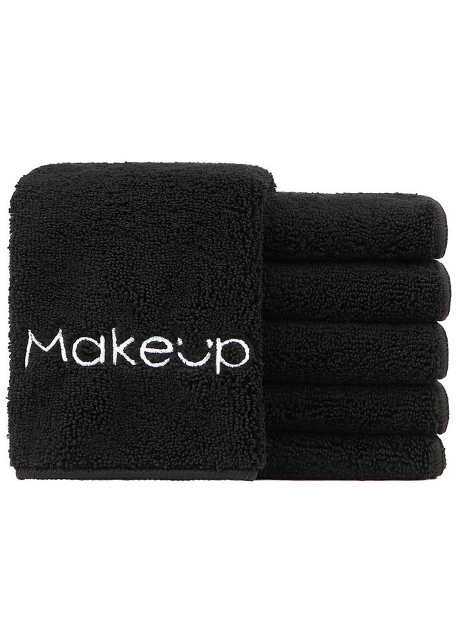 HOMEXCEL Makeup Remover Wash Cloth 6 Pack, Soft Quick Dry Facial Cleansing Makeup Towels, Fingertip Face Towel Washcloths for Hand and Make up, 13 x 13 Inch, Black