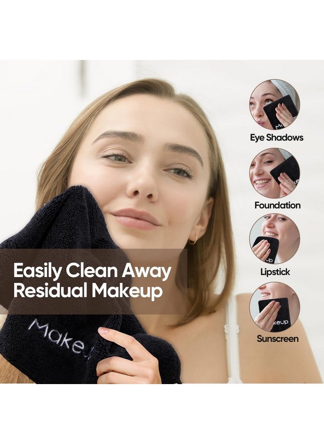 HOMEXCEL Makeup Remover Wash Cloth 6 Pack, Soft Quick Dry Facial Cleansing Makeup Towels, Fingertip Face Towel Washcloths for Hand and Make up, 13 x 13 Inch, Black