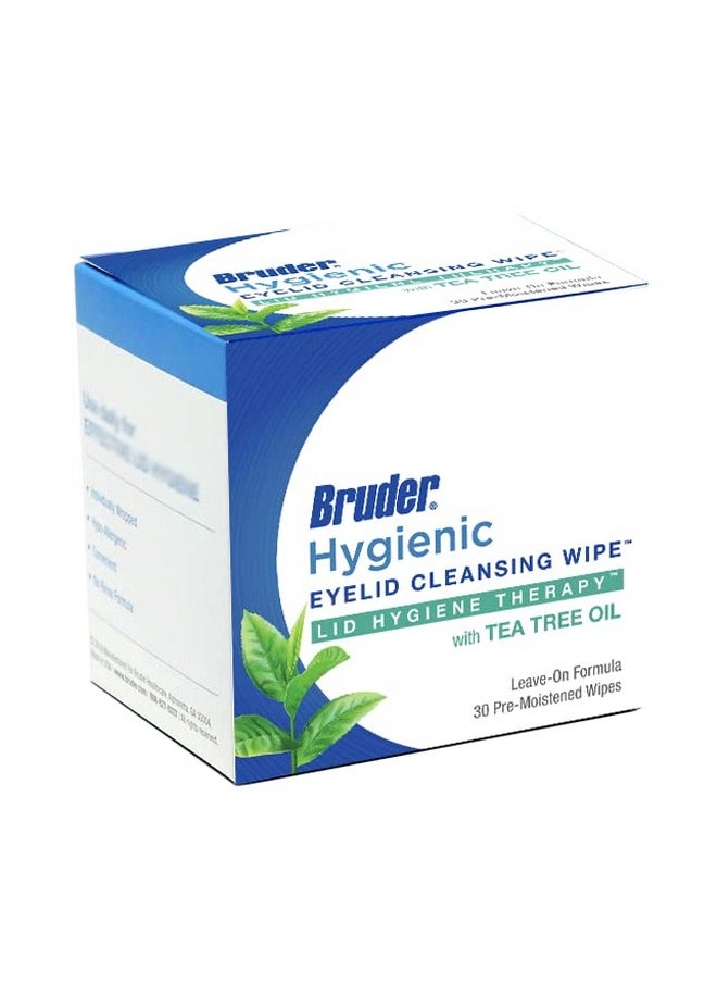 Hygienic Eyelid Cleansing Wipes with Tea Tree Oil l Relief from Demodex l Pre-Moistened, Rinse-Free Exfoliating Wipes Remove Excess Oil and Debris from Eyelids & Lashes l 30 Count Box