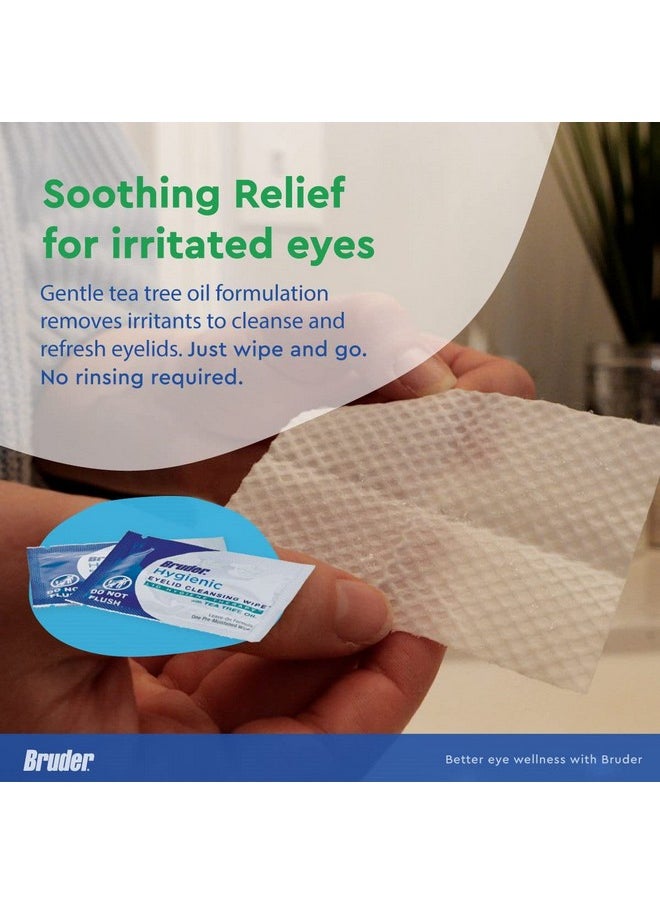 Hygienic Eyelid Cleansing Wipes with Tea Tree Oil l Relief from Demodex l Pre-Moistened, Rinse-Free Exfoliating Wipes Remove Excess Oil and Debris from Eyelids & Lashes l 30 Count Box