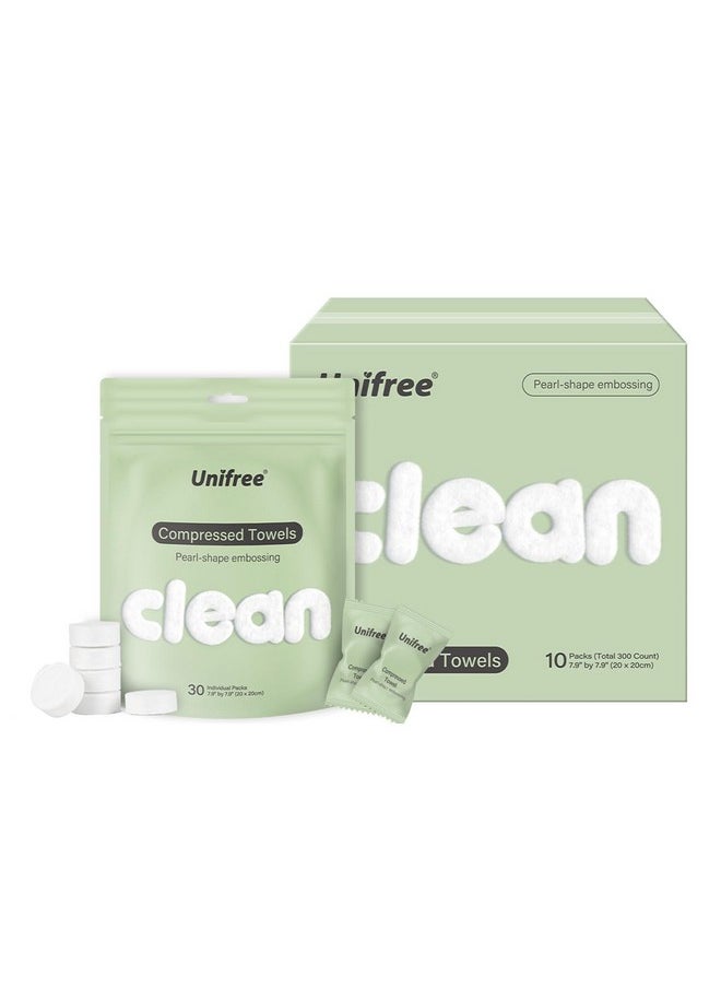 Unifree Compressed Towels I Towelettes I Dry Wipes I Makeup Remover I Facial Tissues I On-the-go Convenient Individual Pack (300 count)