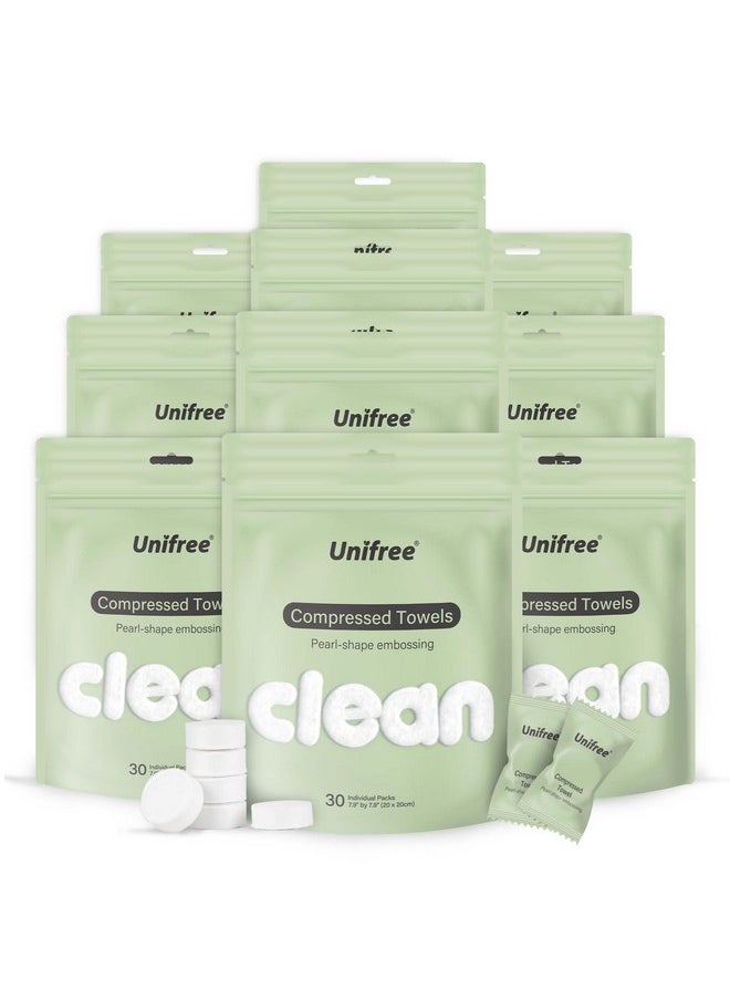 Unifree Compressed Towels I Towelettes I Dry Wipes I Makeup Remover I Facial Tissues I On-the-go Convenient Individual Pack (300 count)