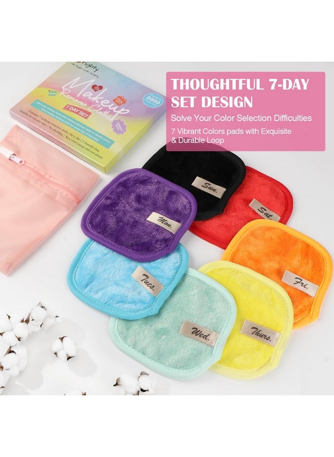 Orighty Makeup Remover Cloths 7-Day Set, Premium & Reusable Makeup Remover Pads, Erase Make-up With Just Water, Make-up Set For Eyes, Lips, Foundation and more, Ideal Choice For Women (Rainbow)