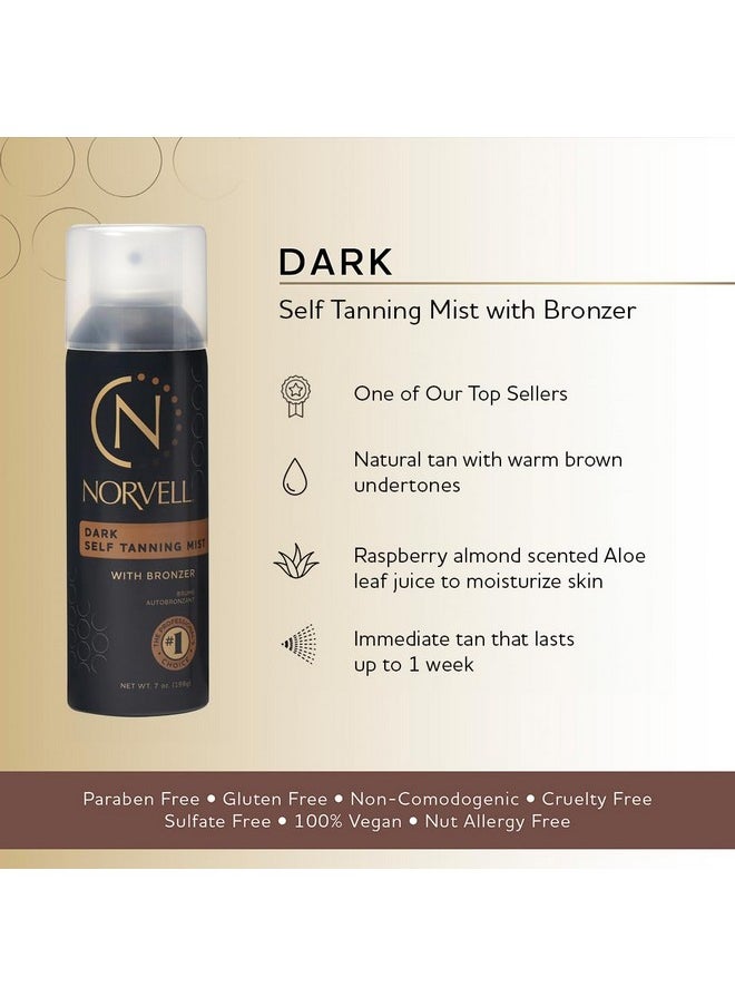 Norvell Professional Sunless Self Tanning Mist - Airbrush Spray Solution with Bronzer for Instant Sun Kissed Glow, 7 fl.oz.