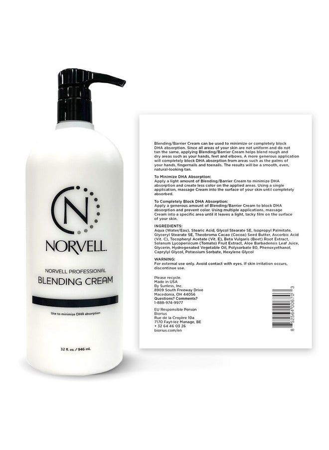 Norvell Pro Blending DHA Barrier Cream For Spray Tanning, 32 Fl. Oz.