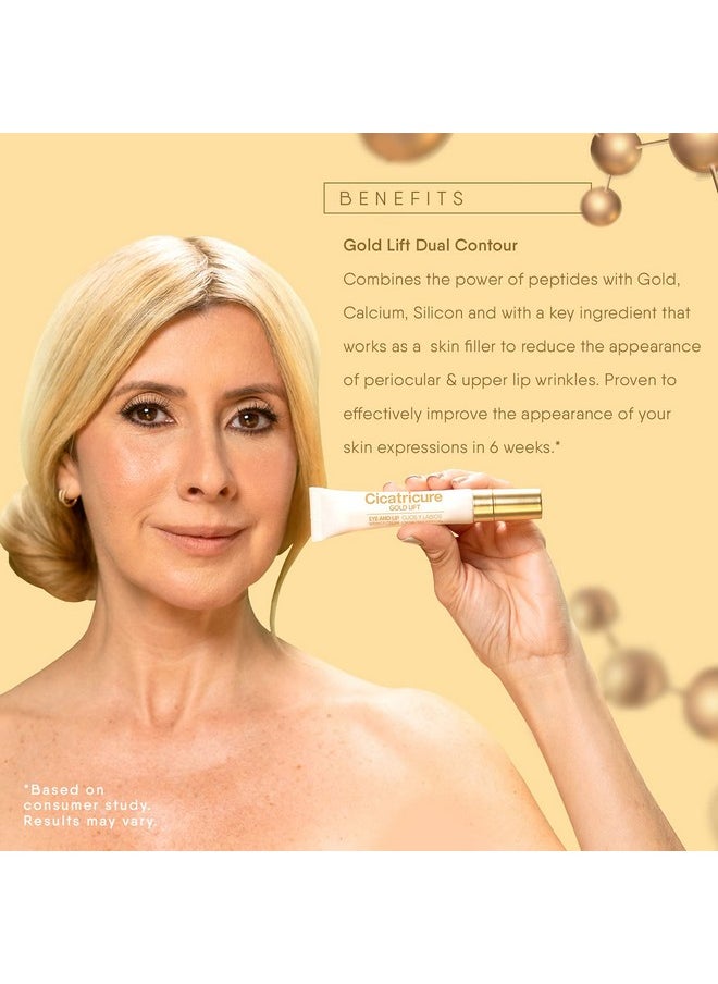 Cicatricure Gold Lift Dual Contour Eye and Lip Wrinkle Cream, Anti Aging Skin Care to Reduce Dark Circles, Puffiness & Expression Lines, 0.5 Ounce