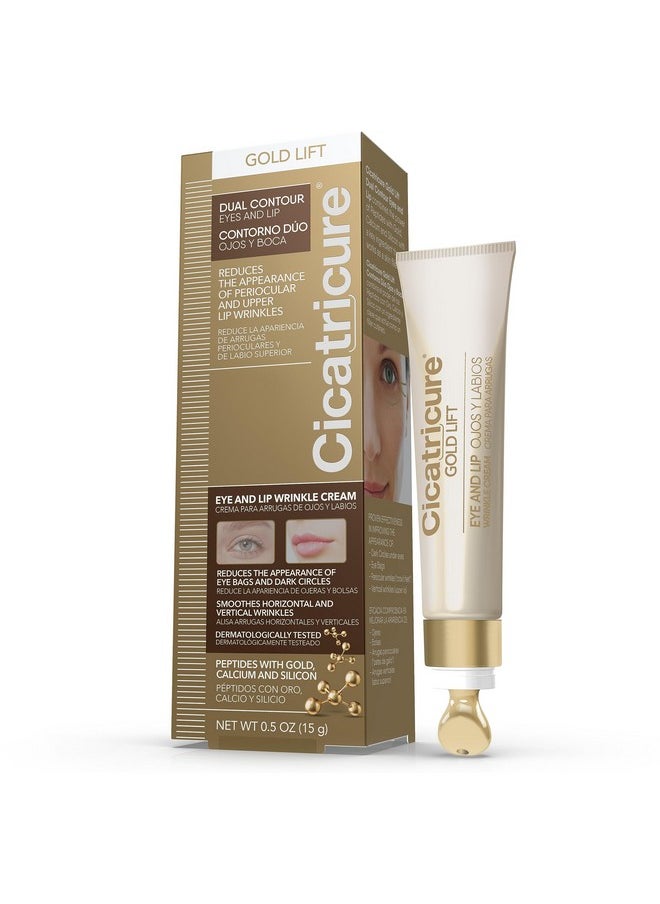 Cicatricure Gold Lift Dual Contour Eye and Lip Wrinkle Cream, Anti Aging Skin Care to Reduce Dark Circles, Puffiness & Expression Lines, 0.5 Ounce