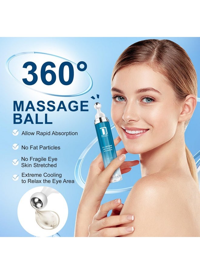 Dongyu Caffeine Eye Cream for Dark Circles: Under Eye Serum for Puffiness Bags Daily Care before Dates Parties Women Men