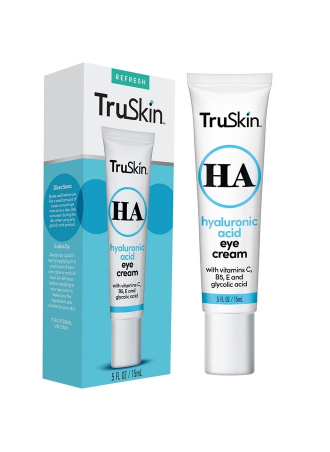 TruSkin Eye Cream for Dark Circles and Puffiness - With Hyaluronic Acid, Glycolic Acid, Vitamins C, B5 & E to Hydrate Delicate Under Eye Skin - Dark Circles Under Eye Cream for Women, 0.5 fl oz