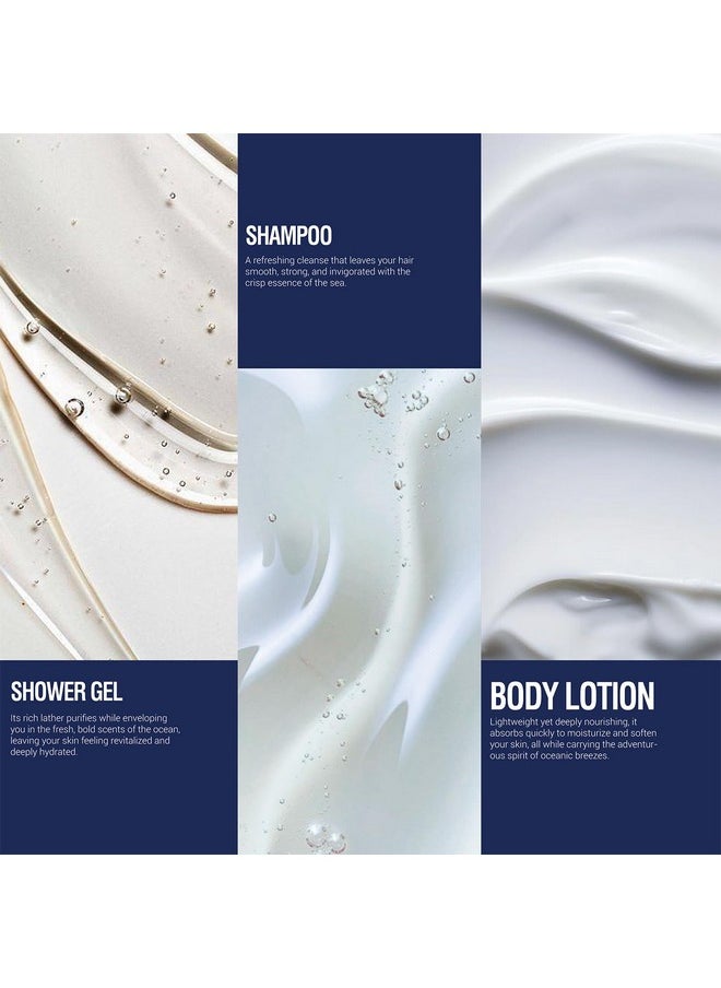 Bath and Body Gift Set for Men Body Wash Set with Fresh Ocean Scent Shower Gel, Body Lotion, Shampoo, Birthday Gifts for Men,regalos para hombre,Christmas Gifts for Men