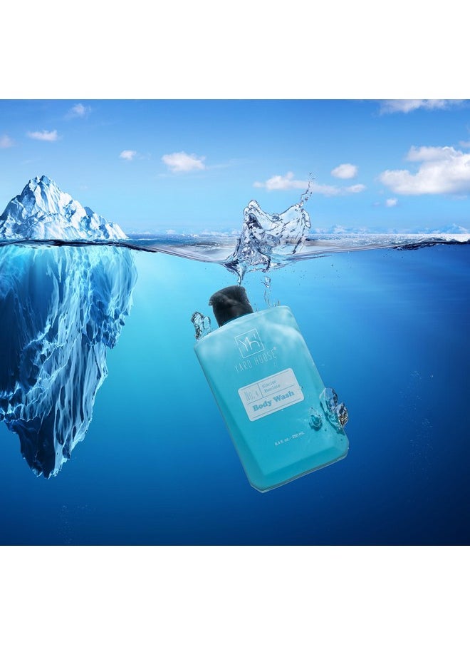 Yard House Bath and Body Mens Gift Set - Glacier Absolute - Premium Fathers Day Birthday Christmas Gifts Ideas For Him - Skin Care Kits For Men in Leather Toiletry Bag w. Full Size Items