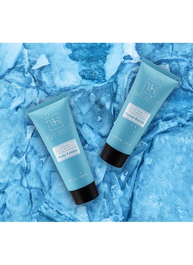 Yard House Bath and Body Mens Gift Set - Glacier Absolute - Premium Fathers Day Birthday Christmas Gifts Ideas For Him - Skin Care Kits For Men in Leather Toiletry Bag w. Full Size Items