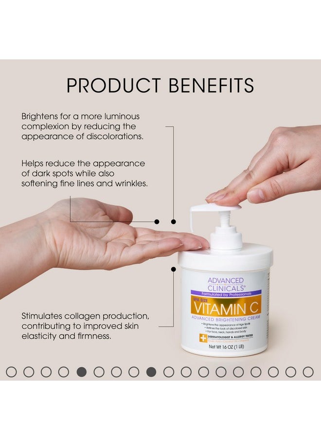 Advanced Clinicals Vitamin C Body Lotion + Potent Vitamin C Serum 2pc Bundle | Face Serum & Body Cream Brightening Skin Care Set & Kits For Wrinkles, Dark Spots, Dry Skin, & Uneven Skin Tone, 2-Pack