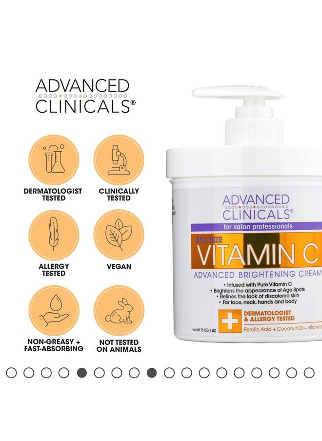 Advanced Clinicals Vitamin C Body Lotion + Potent Vitamin C Serum 2pc Bundle | Face Serum & Body Cream Brightening Skin Care Set & Kits For Wrinkles, Dark Spots, Dry Skin, & Uneven Skin Tone, 2-Pack