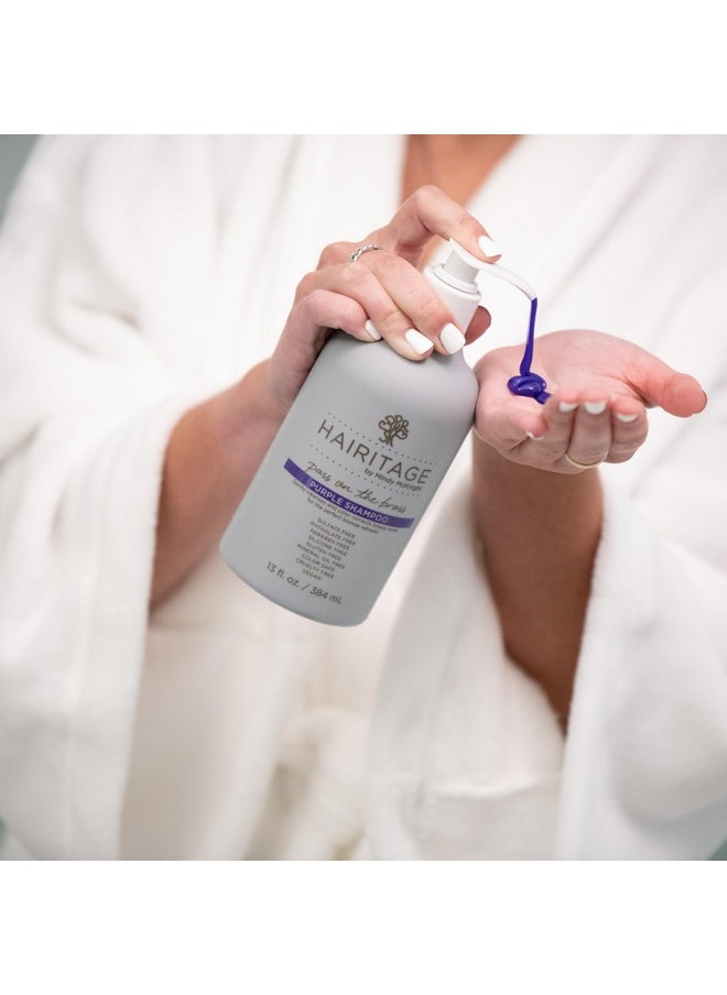 Hairitage Pass on the Brass Purple Shampoo and Conditioner for Color-Treated Hair - Corrects Brassy Tones, Moisturizes Blonde and Gray Hair Ends - 13 oz