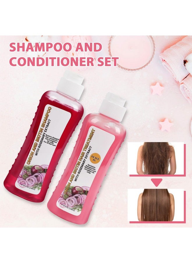 Generic Onion Biotin and Rosemary Moisturizing Hair Care Set - Shampoo, Conditioner and Treatment for All Hair Types, Pink