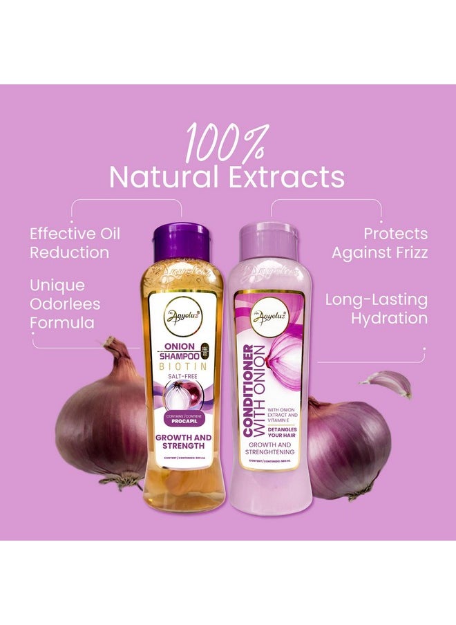 Anyeluz Onion Shampoo and Conditioner Set - Enriched with Onion Extract and Biotin, Cleanses and Reduces Oiliness, Strengthens and Revitalizes, Suitable for All Hair Types