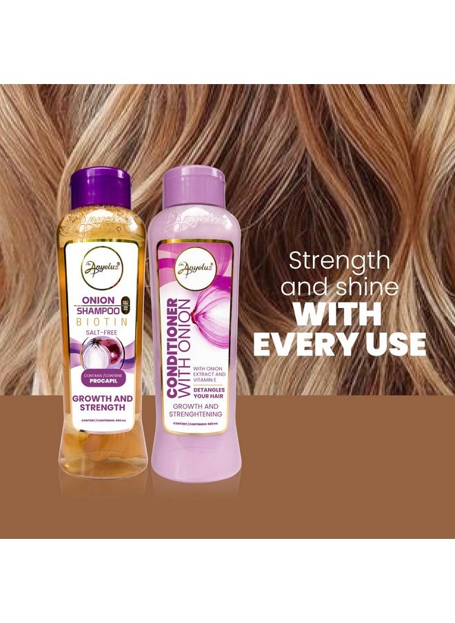Anyeluz Onion Shampoo and Conditioner Set - Enriched with Onion Extract and Biotin, Cleanses and Reduces Oiliness, Strengthens and Revitalizes, Suitable for All Hair Types