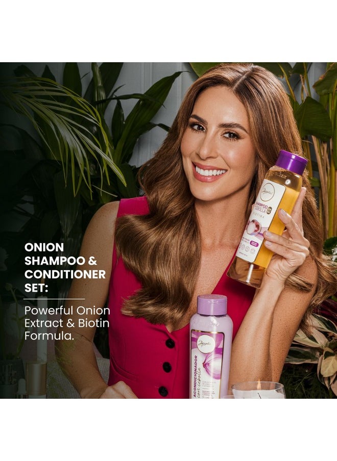Anyeluz Onion Shampoo and Conditioner Set - Enriched with Onion Extract and Biotin, Cleanses and Reduces Oiliness, Strengthens and Revitalizes, Suitable for All Hair Types