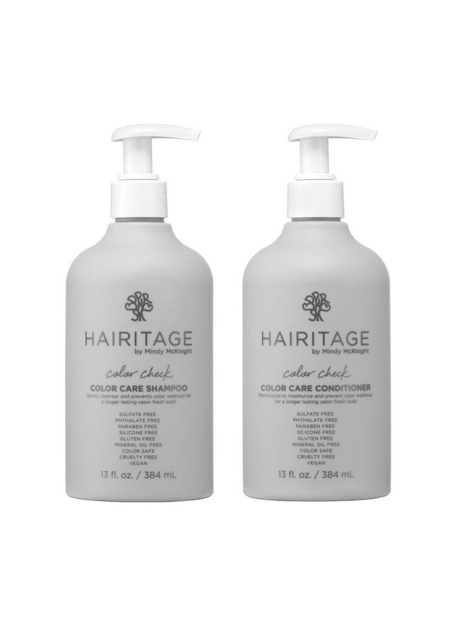 Hairitage Color Check Moisturizing Shampoo and Conditioner Set, UV Protection for Color Treated Hair, Prevent Color Washout, Fading, 13oz each (26oz total)