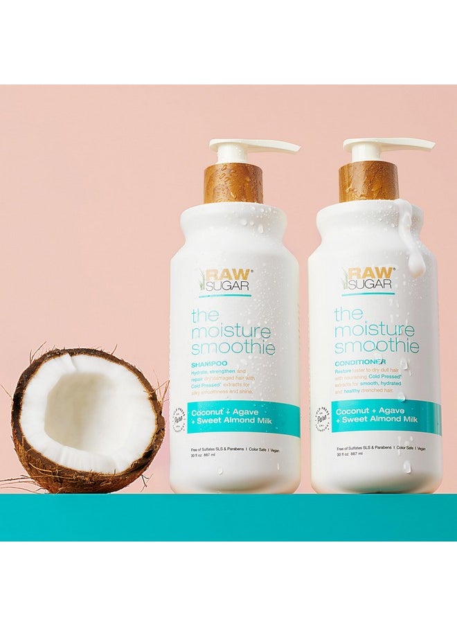 Raw Sugar Moisture Smoothie Shampoo and Conditioner Set, Moisturize & Nourish Dry Hair, Bulk Shampoo and Conditioner with Coconut Oil, Agave & Sweet Almond Oil, Formulated without Sulfates & Parabens